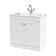 [BFCL126Q] Swynnerton Traditional 2 Door Floor Standing Vanity Unit with Stone Basin, Satin White, 800mm - Cutout