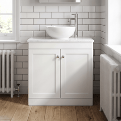 [BFCL126WMT] Swynnerton Traditional 2 Door Floor Standing Vanity Unit with White Marble Worktop, Choice of Size and Colour