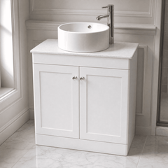 [BFCL126WMT] Swynnerton Traditional 2 Door Floor Standing Vanity Unit with White Marble Worktop, Choice of Size and Colour