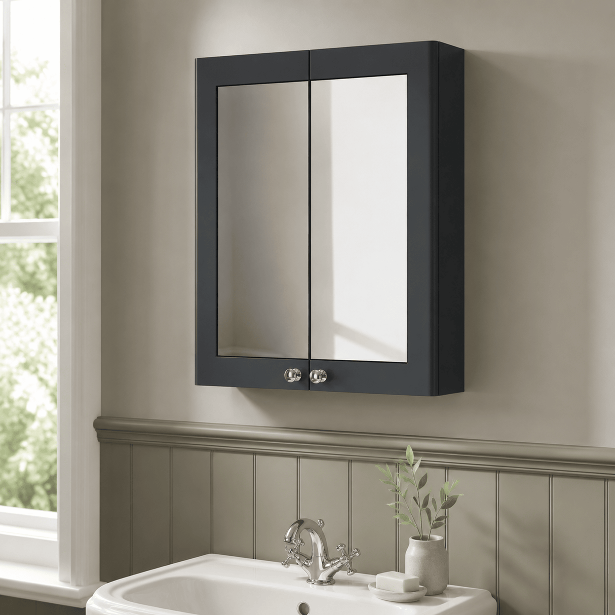 [BFCL1417] Swynnerton Traditional Wall Hung 2 Soft Close Door Mirror Cabinet, 600mm - Choice of Colour - Lifestyle 3