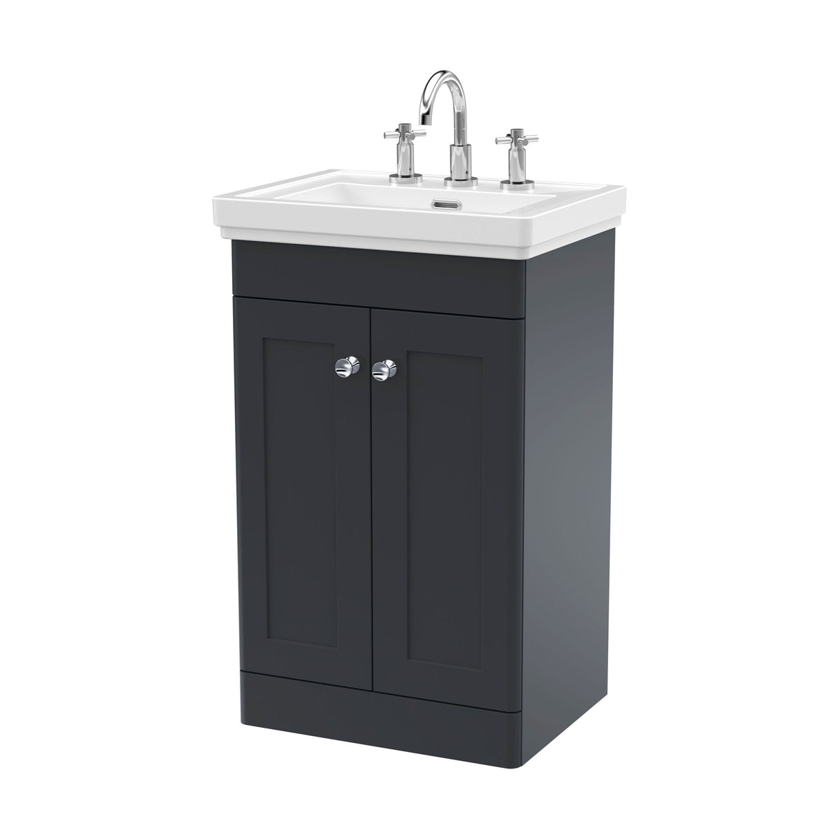 [BFCL1423B] Swynnerton Traditional 2 Door Floor Standing Vanity Basin Unit with 3 Tap Hole Traditional Fireclay Basin, Choice of Size and Colour - Cutout