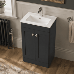 [BFCL1423C] Swynnerton Traditional 2 Door Floor Standing Vanity Basin Unit with 1 Tap Hole Minimalist Ceramic Basin, Choice of Size and Colour