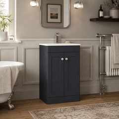 [BFCL1423C] Swynnerton Traditional 2 Door Floor Standing Vanity Basin Unit with 1 Tap Hole Minimalist Ceramic Basin, Choice of Size and Colour