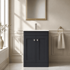 [BFCL1423C] Swynnerton Traditional 2 Door Floor Standing Vanity Basin Unit with 1 Tap Hole Minimalist Ceramic Basin, Choice of Size and Colour - Silo