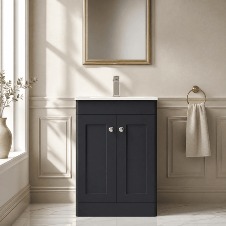 [BFCL1423C] Swynnerton Traditional 2 Door Floor Standing Vanity Basin Unit with 1 Tap Hole Minimalist Ceramic Basin, Choice of Size and Colour - Silo