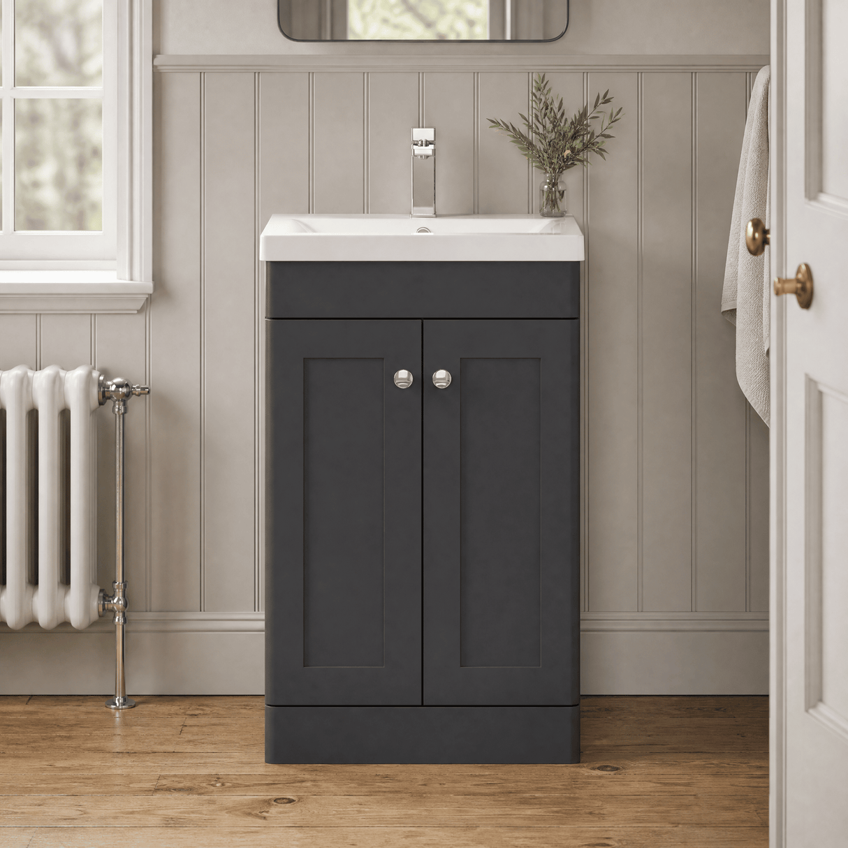 [BFCL1423D] Swynnerton Traditional 2 Door Floor Standing Vanity Unit with Mid-Edge Basin - Choice of Colour