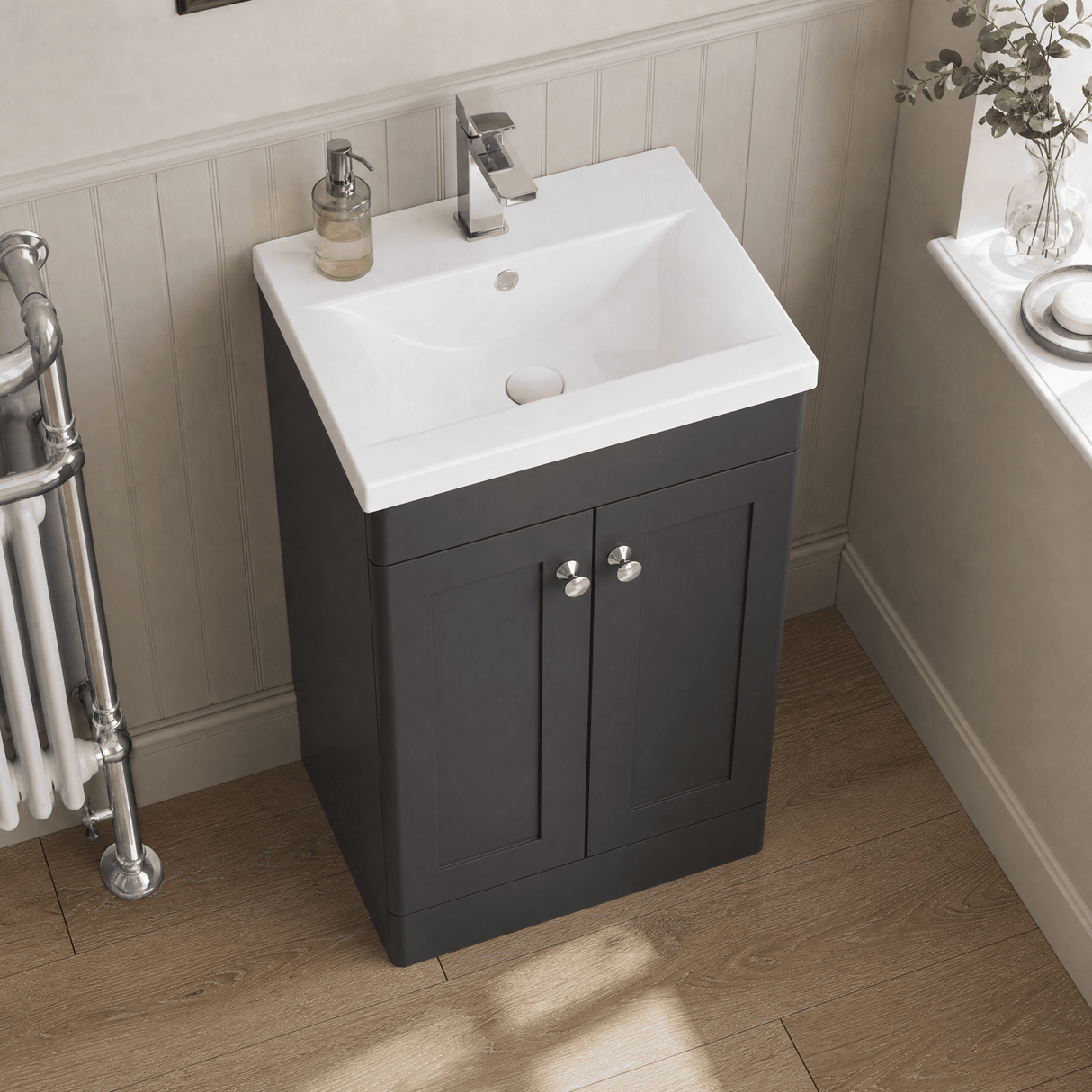 [BFCL1423D] Swynnerton Traditional 2 Door Floor Standing Vanity Unit with Mid-Edge Basin - Choice of Colour
