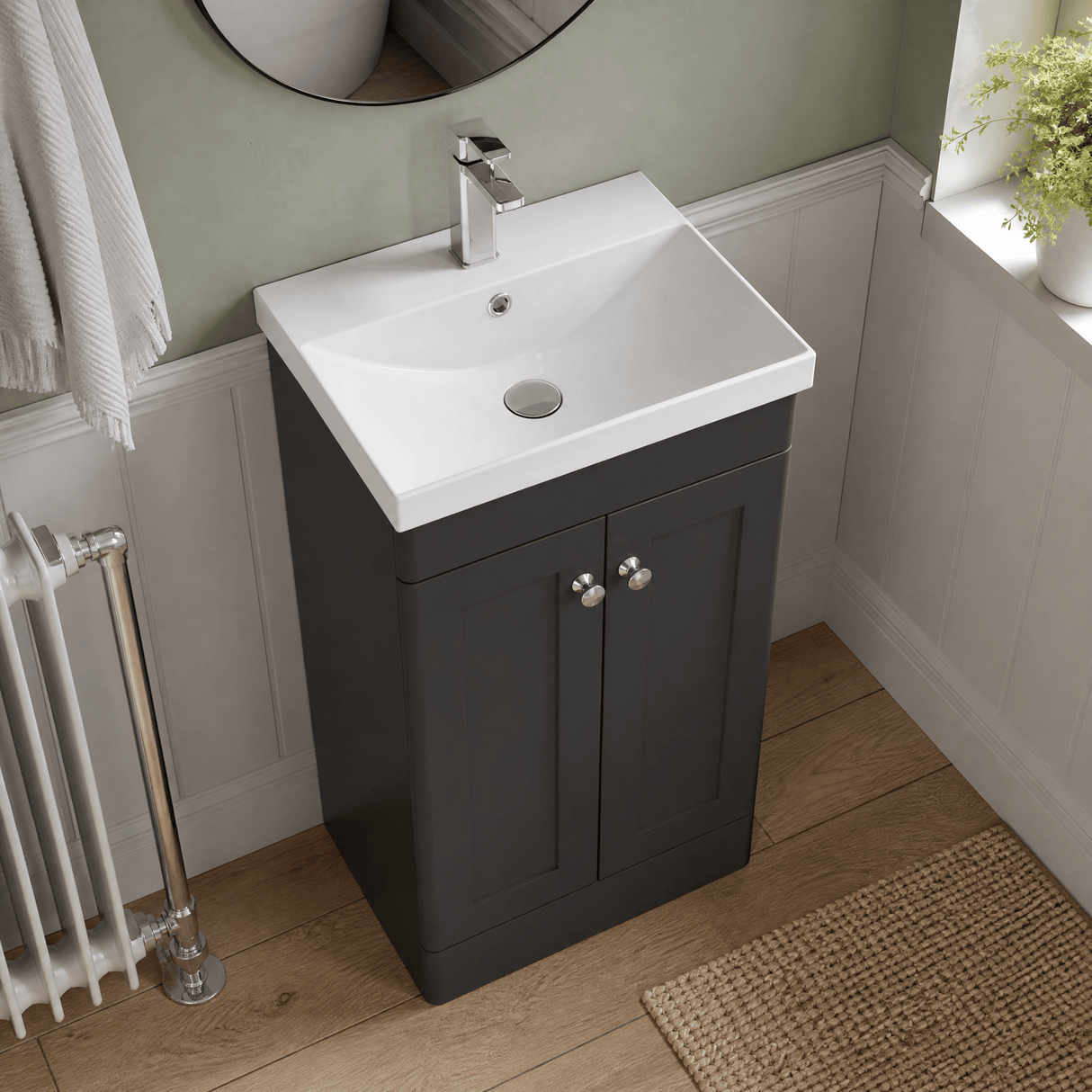 [BFCL1423E] Swynnerton Traditional 2 Door Floor Standing Vanity Unit with Thin Edge Basin, Choice of Size and Colour