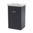 [BFCL1423H] Swynnerton Traditional 2 Door Floor Standing Vanity Unit with Basin, Dark Grey, 500mm - Cutout