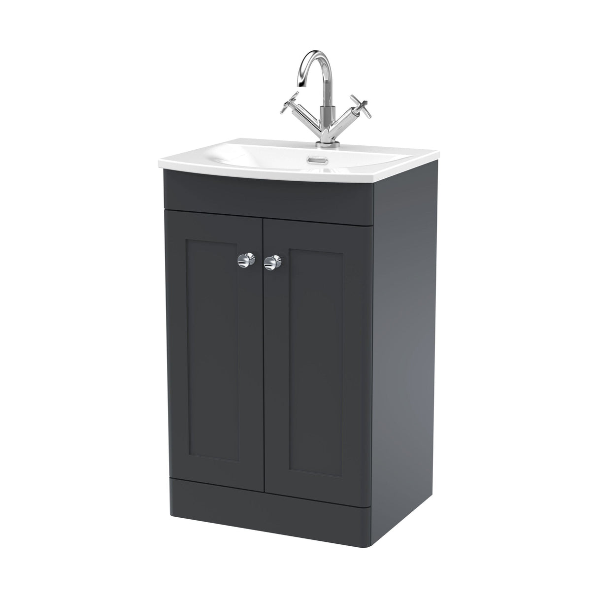 [BFCL1423J] Swynnerton Traditional 2 Door Floor Standing Vanity Unit with Curved Basin, 500mm, Choice of Colour - Cutout