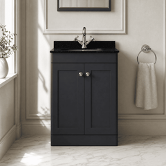 [BFCL1425BR1] Swynnerton Traditional 2 Door Floor Standing Vanity Unit with Black Marble Worktop and 1 Tap Hole Basin, Choice of Size and Colour - Silo