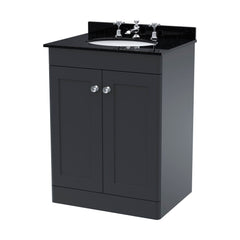 [BFCL1425BR3] Swynnerton Traditional 2 Door Floor Standing Vanity Unit with Black Marble Worktop and 3 Tap Hole Basin, Choice of Size and Colour - Cutout