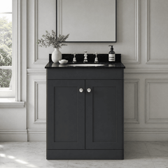 [BFCL1425BR3] Swynnerton Traditional 2 Door Floor Standing Vanity Unit with Black Marble Worktop and 3 Tap Hole Basin, Choice of Size and Colour - Silo