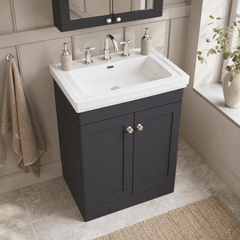 [BFCL1425B] Swynnerton Traditional 2 Door Floor Standing Vanity Basin Unit with 3 Tap Hole Traditional Fireclay Basin, Choice of Size and Colour