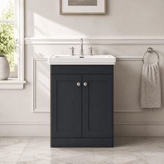 [BFCL1425B] Swynnerton Traditional 2 Door Floor Standing Vanity Basin Unit with 3 Tap Hole Traditional Fireclay Basin, Choice of Size and Colour - Silo