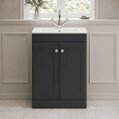 [BFCL1425C] Swynnerton Traditional 2 Door Floor Standing Vanity Basin Unit with 1 Tap Hole Minimalist Ceramic Basin, Choice of Size and Colour