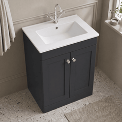 [BFCL1425C] Swynnerton Traditional 2 Door Floor Standing Vanity Basin Unit with 1 Tap Hole Minimalist Ceramic Basin, Choice of Size and Colour