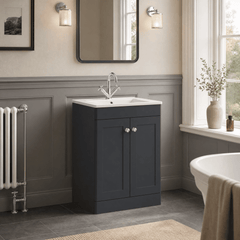 [BFCL1425C] Swynnerton Traditional 2 Door Floor Standing Vanity Basin Unit with 1 Tap Hole Minimalist Ceramic Basin, Choice of Size and Colour