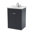 [BFCL1425F] Swynnerton Traditional 2 Door Floor Standing Vanity Unit with Basin, Dark Grey, 600mm - Cutout