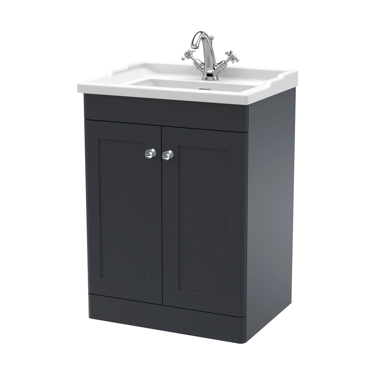 [BFCL1425F] Swynnerton Traditional 2 Door Floor Standing Vanity Basin Unit with 1 Tap Hole Traditional Ceramic Basin, Choice of Size and Colour - Cutout