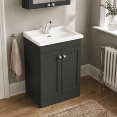 [BFCL1425F] Swynnerton Traditional 2 Door Floor Standing Vanity Basin Unit with 1 Tap Hole Traditional Ceramic Basin, Choice of Size and Colour
