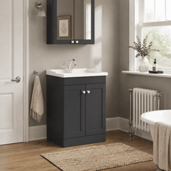 [BFCL1425F] Swynnerton Traditional 2 Door Floor Standing Vanity Basin Unit with 1 Tap Hole Traditional Ceramic Basin, Choice of Size and Colour