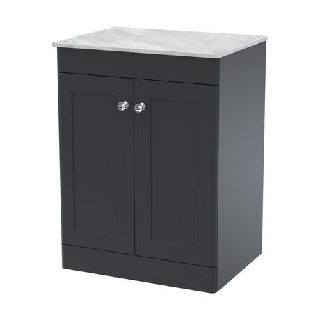 [BFCL1425GMT] Swynnerton Traditional 2 Door Floor Standing Vanity Unit with Marble Top, Dark Grey, 600mm - Cutout