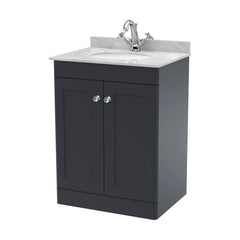 [BFCL1425GR1] Swynnerton Traditional 2 Door Floor Standing Vanity Unit with Grey Marble Worktop and 1 Tap Hole Basin, Choice of Size and Colour - Cutout