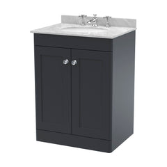 [BFCL1425GR3] Swynnerton Traditional 2 Door Floor Standing Vanity Basin Unit with 3 Tap Hole Grey Marble Top Basin, Choice of Size and Colour - Cutout