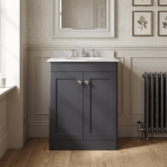 [BFCL1425GR3] Swynnerton Traditional 2 Door Floor Standing Vanity Basin Unit with 3 Tap Hole Grey Marble Top Basin, Choice of Size and Colour