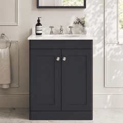 [BFCL1425GR3] Swynnerton Traditional 2 Door Floor Standing Vanity Basin Unit with 3 Tap Hole Grey Marble Top Basin, Choice of Size and Colour - Silo