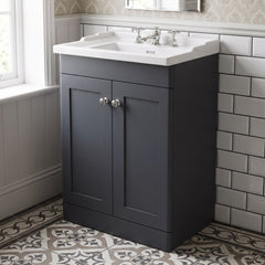 [BFCL1425G] Swynnerton Traditional 2 Door Floor Standing Vanity Basin Unit with 3 Tap Hole Traditional Ceramic Basin, Choice of Size and Colour