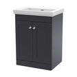 [BFCL1425H] Swynnerton Traditional 2 Door Floor Standing Vanity Unit with Basin, Dark Grey, 600mm - Cutout