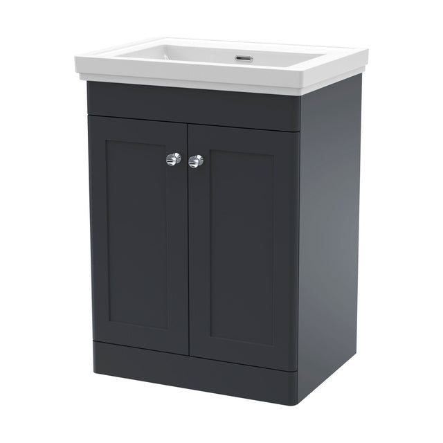 [BFCL1425H] Swynnerton Traditional 2 Door Floor Standing Vanity Unit with Basin, Dark Grey, 600mm - Cutout