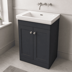 [BFCL1425H] Swynnerton Traditional 2 Door Floor Standing Vanity Unit with 0 Tap Hole Traditional Fireclay Basin, Choice of Size and Colour
