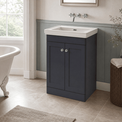 [BFCL1425H] Swynnerton Traditional 2 Door Floor Standing Vanity Unit with 0 Tap Hole Traditional Fireclay Basin, Choice of Size and Colour
