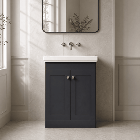 [BFCL1425H] Swynnerton Traditional 2 Door Floor Standing Vanity Unit with 0 Tap Hole Traditional Fireclay Basin, Choice of Size and Colour - Silo