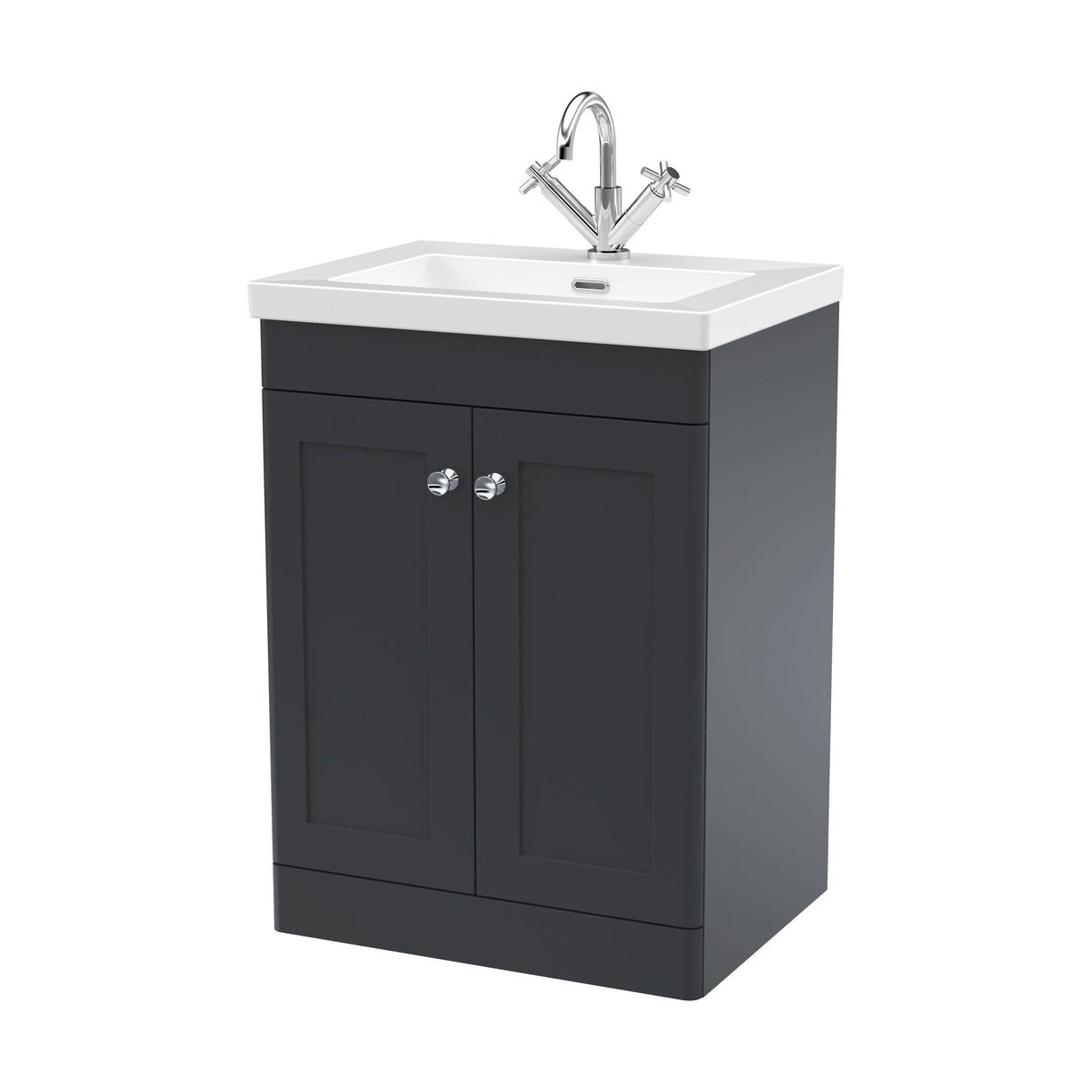 [BFCL1425L] Swynnerton Traditional 2 Door Floor Standing Vanity Basin Unit with 1 Tap Hole Modern Fireclay Basin, Choice of Size and Colour - Cutout