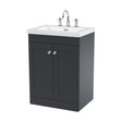 [BFCL1425M] Swynnerton Traditional 2 Door Floor Standing Vanity Unit with Fireclay Basin, Dark Grey, 600mm - Cutout