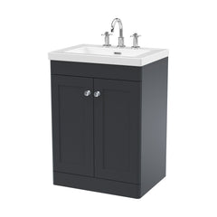 [BFCL1425M] Swynnerton Traditional 2 Door Floor Standing Vanity Basin Unit with 3 Tap Hole Modern Fireclay Basin, Choice of Size and Colour - Cutout