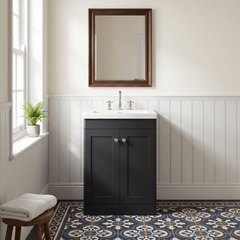 [BFCL1425M] Swynnerton Traditional 2 Door Floor Standing Vanity Basin Unit with 3 Tap Hole Modern Fireclay Basin, Choice of Size and Colour