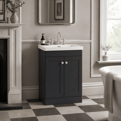 [BFCL1425M] Swynnerton Traditional 2 Door Floor Standing Vanity Basin Unit with 3 Tap Hole Modern Fireclay Basin, Choice of Size and Colour