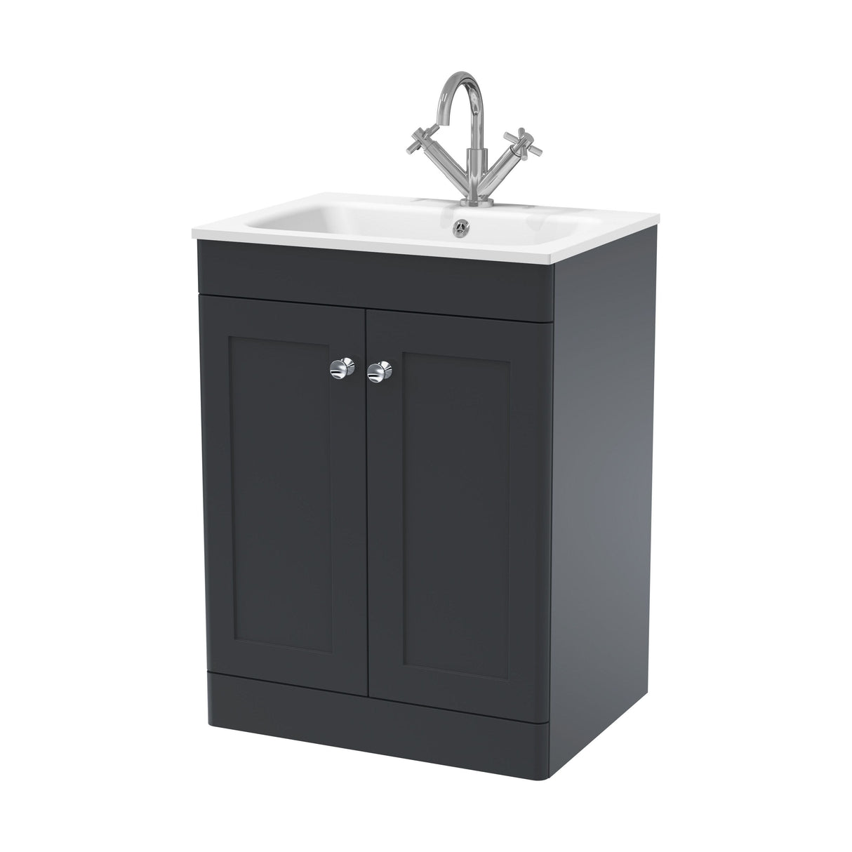 [BFCL1425P] Swynnerton Traditional 2 Door Floor Standing Vanity Basin Unit with 1 Tap Hole Stone Basin, Choice of Size and Colour - Cutout
