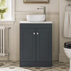 [BFCL1425WMT] Swynnerton Traditional 2 Door Floor Standing Vanity Unit with White Marble Worktop, Choice of Size and Colour