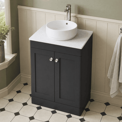 [BFCL1425WMT] Swynnerton Traditional 2 Door Floor Standing Vanity Unit with White Marble Worktop, Choice of Size and Colour