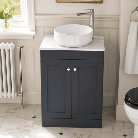 [BFCL1425WMT] Swynnerton Traditional 2 Door Floor Standing Vanity Unit with White Marble Worktop, Choice of Size and Colour - Silo