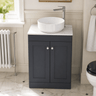 [BFCL1425WMT] Swynnerton Traditional 2 Door Floor Standing Vanity Unit with White Marble Worktop, Choice of Size and Colour - Silo