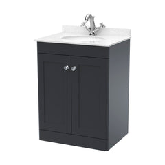 [BFCL1425WR1] Swynnerton Traditional 2 Door Floor Standing Vanity Basin Unit with 1 Tap Hole White Marble Worktop and Basin, Choice of Size and Colour - Cutout