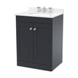 [BFCL1425WR3] Swynnerton Traditional 2 Door Floor Standing Vanity Unit with Marble Basin, Dark Grey, 600mm - Cutout