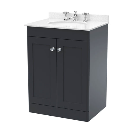 [BFCL1425WR3] Swynnerton Traditional 2 Door Floor Standing Vanity Unit with Marble Basin, Dark Grey, 600mm - Cutout